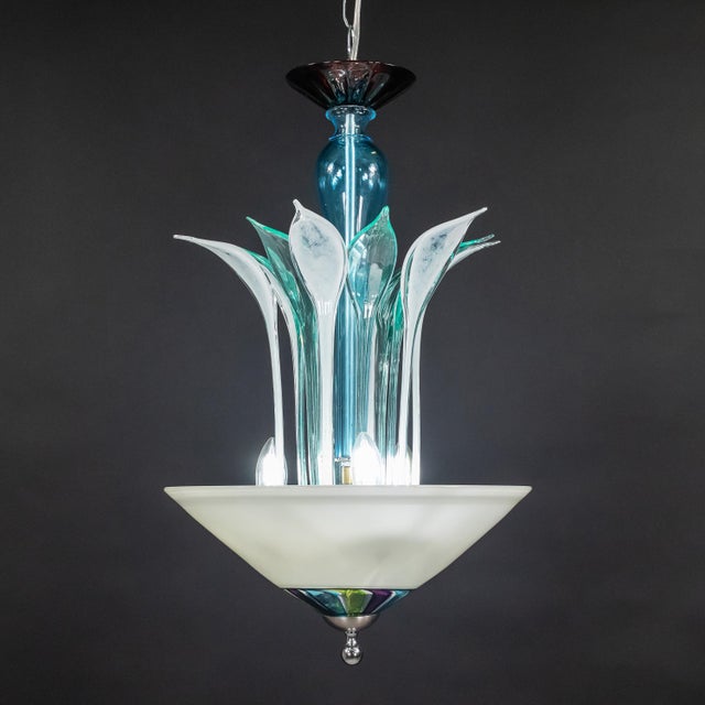 Mid 20th Century Mid-Century Murano With Tricolor Underside Roundel: Teal, Aubergine, Chartreuse in the Manner of Barovier For Sale - Image 5 of 18