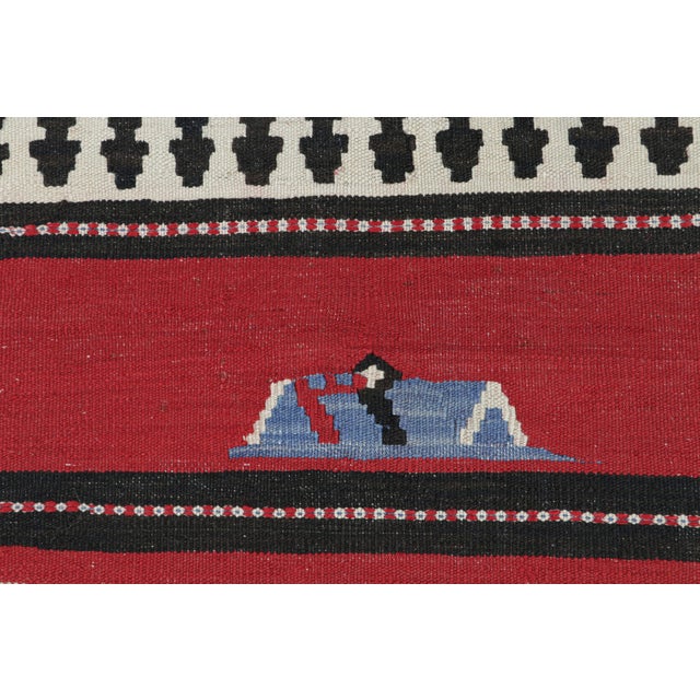 1950s Vintage Shahsavan Persian Kilim With Red, Beige and Brown Stripes by Rug & Kilim For Sale - Image 5 of 7