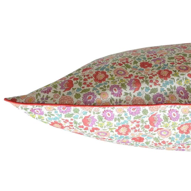 Piped Edge Pillowcase Made With Liberty Fabric d'Anjo Peach For Sale - Image 4 of 6