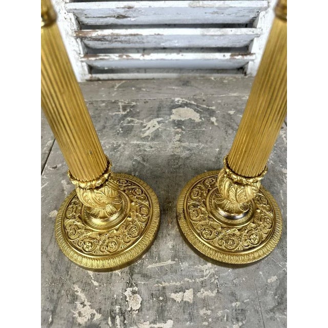 Candlesticks in Gilded Bronze, Set of 2 For Sale - Image 3 of 8