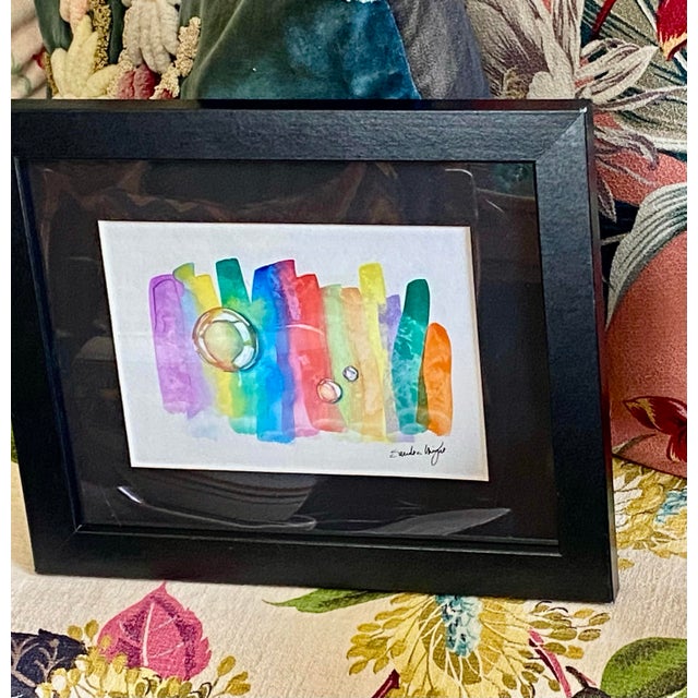 Illustration “Bubbles” Abstract Watercolor Painting by Sandra Wright For Sale - Image 3 of 3