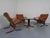 Living room ensemble consisting of 3 siesta armchair armchairs in cognac -colored leather and a table. Dimensions table:...