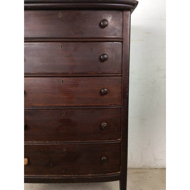 Antique Depression Era Five Drawer Chest With Turned Wood Pulls For Sale - Image 18 of 18