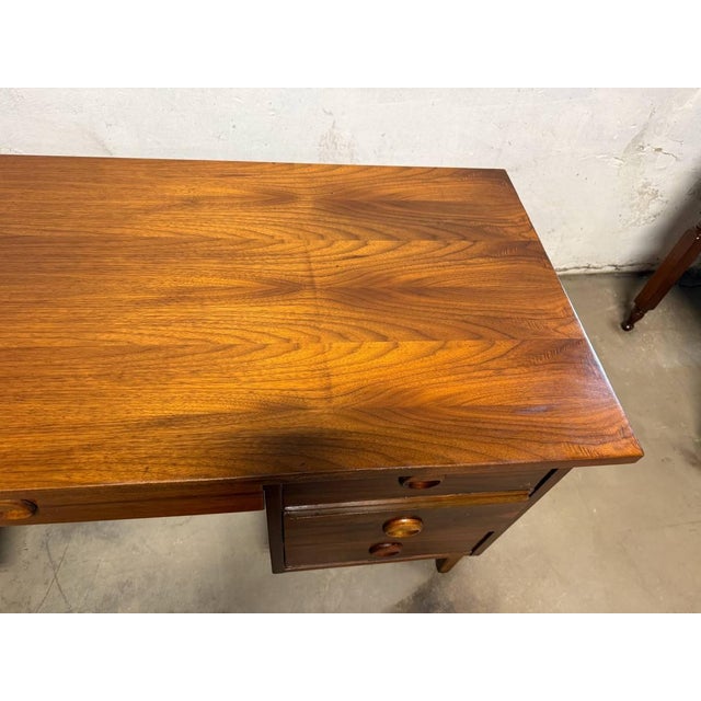 Wood Mid Century Modern Walnut Writing Desk by Stanley Furniture For Sale - Image 7 of 18