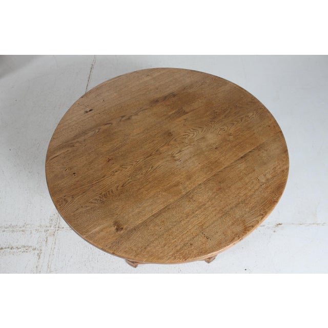 Brutalist Round Oak Coffee Table in the Style of Henning Kjærnulf and Axel Einar Hjorth, Denmark, 1970s For Sale - Image 9 of 10