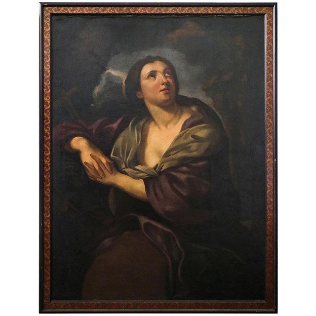 Circle of Giovanni Andrea Sirani, Mary Magdalene, 1600s, Oil on Canvas For Sale - Image 8 of 8
