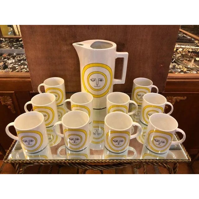 Mid-Century Modern Mid-Century Modern Ceramic Coffee Pot and Mug Set For Sale - Image 3 of 13