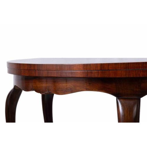 Vintage George III Style Walnut Demi-Lune Folding Game Table, England, 1950s For Sale - Image 11 of 12