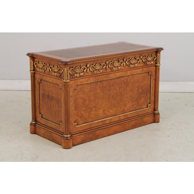 Francesco Molon Leather Top Office Writing Desk Computer Credenza For Sale - Image 4 of 18