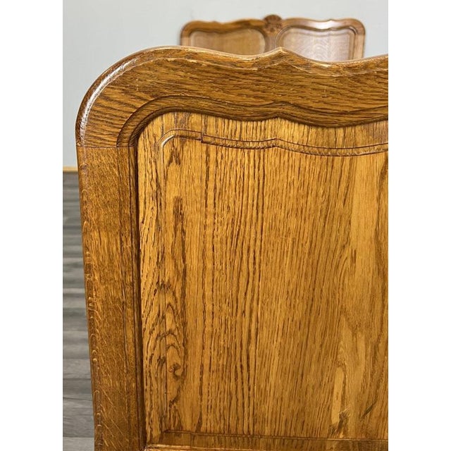 Vintage French Louis XVI Style Oak Single Bed Frame with Carved Headboard For Sale - Image 5 of 13