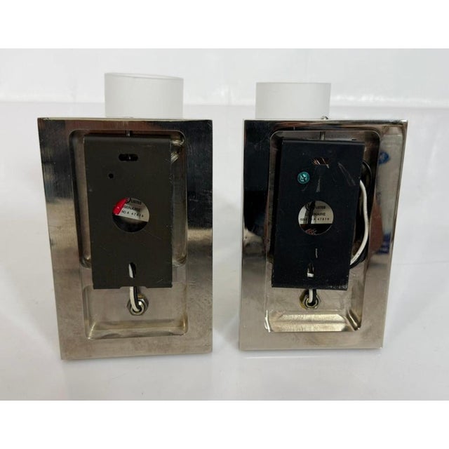 Pair of Marian Jamieson "Six of One" Nickel Wall Sconces With Frosted Glass For Sale - Image 17 of 17