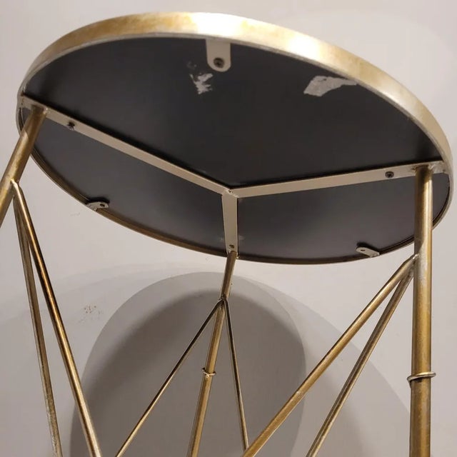 Circular Side Table with Mirror Top in the style of Maison Jansen, France, 1980s For Sale - Image 12 of 13