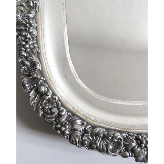 English Old Sheffield tray, rectangular with applied handles with "C" scroll motif and beautiful feet with acanthus leaf....