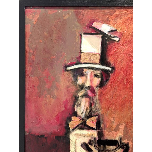 Late 20th Century David Adickes Modern Abstract Painting of a Bearded Man Sculpture with a Bird, Phone, & Boats, 1990s For Sale - Image 5 of 11