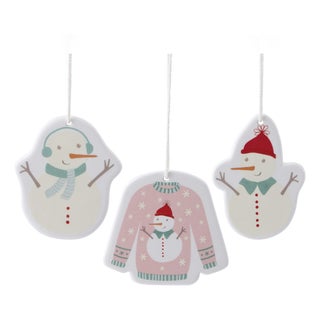 Ceramic Snowman Ornament Set of 12 For Sale