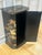 Chinoiserie Vintage Hand-Painted Chinoiserie Black-Lacquer Octagonal Pedestal Cabinet For Sale - Image 3 of 10