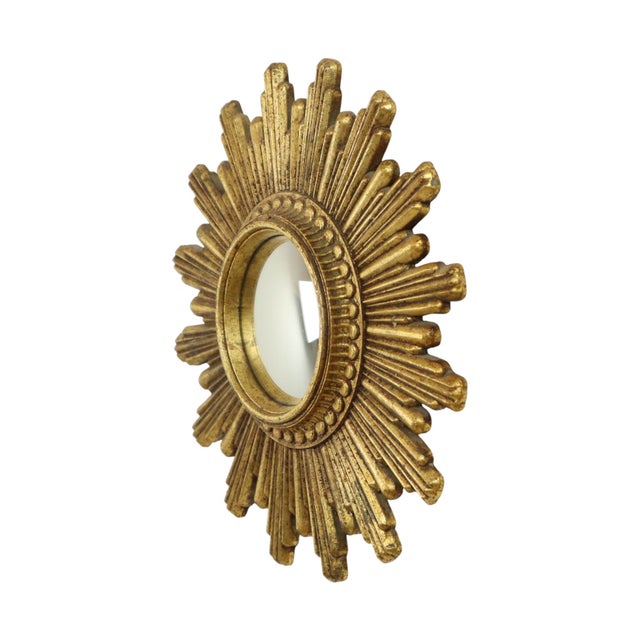 Small Sunburst Mirror in Gold, 1960s For Sale - Image 9 of 15