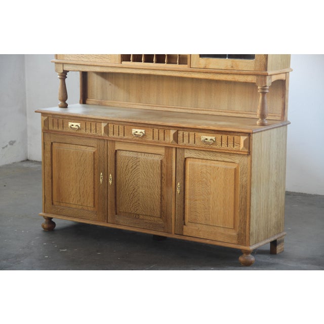 Wood Vintage Danish Brutalist Light Oak Dining Cabinet in the style of Henning Kjærnulf, 1970s For Sale - Image 7 of 18