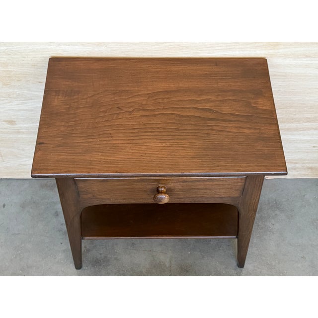 Brown Danish Teak Nightstands Tables With Drawer, 1960s Modern Design, A Pair For Sale - Image 8 of 12
