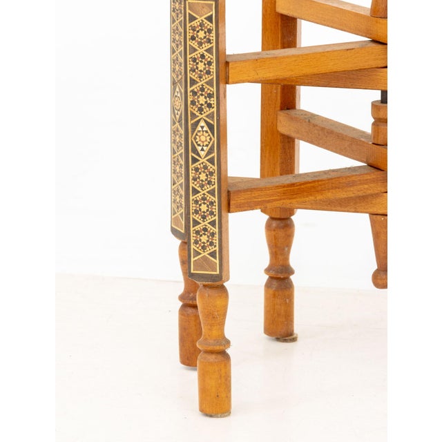Persian Brass Tray Top Folding Wood Table For Sale - Image 9 of 11