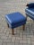 Set of Blue Leather Armchair & Foot Stool For Sale - Image 5 of 11