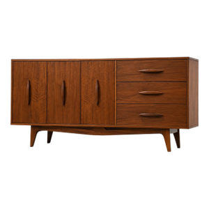 1960s Refinished Walnut 65” Credenza by Young Manufacturing