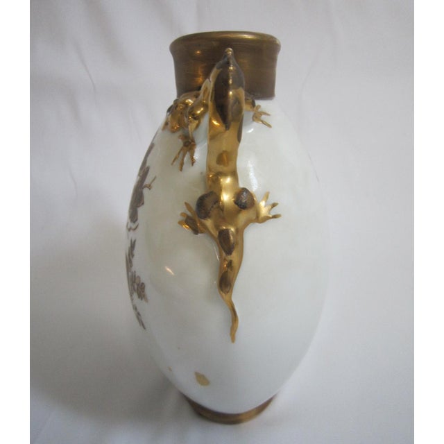 Chinoiserie Chinoiserie Limoge Vase With Dragon Handles For Sale - Image 3 of 7