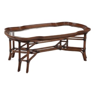 Vintage Bamboo-Style Glass Coffee Table For Sale