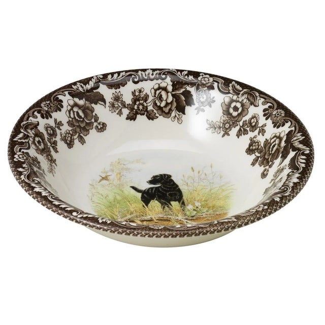 English Spode Woodland Dogs Ascot Cereal Bowl 8", Black Labrador For Sale - Image 3 of 3