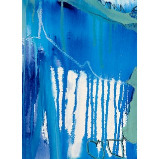 Waterfall 2 — Soft Coastal Blue Abstract Painting For Sale