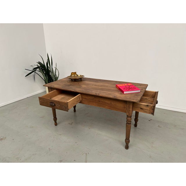 Brown Vintage Pine Farm Worktable, 1950s For Sale - Image 8 of 18