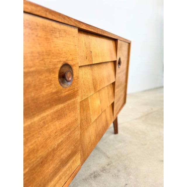 Mid-Century Brutalist Teak Sideboard with Drawers and Recessed Round Handles, 1960s For Sale - Image 12 of 18