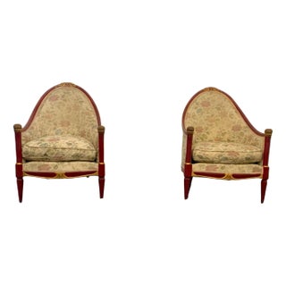 Set of Cardinal Red Lacquered Armchairs For Sale