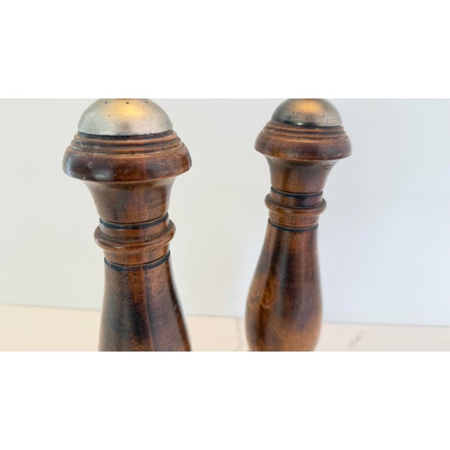 American 1960s Woodcrest Creation Wooden Salt Shaker and Pepper Grinder 14" - a Pair For Sale - Image 3 of 6