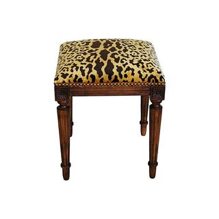 Vintage Scalamandre Leopardo Silk Velvet Stool For Sale