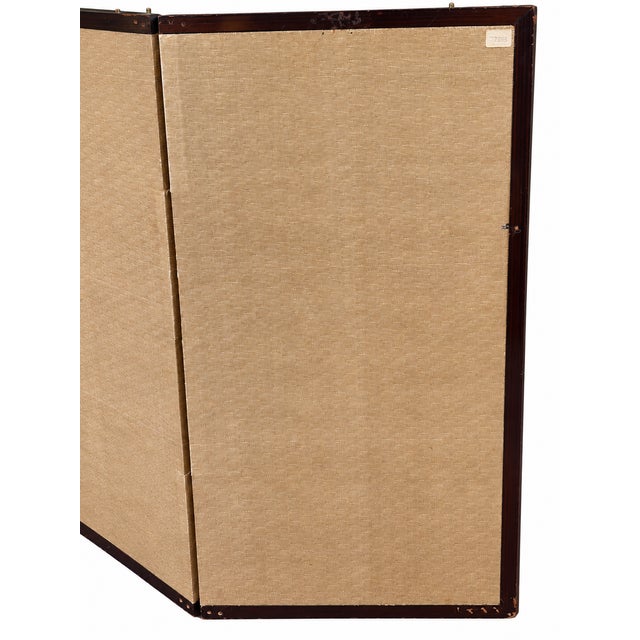 1970s Chinese Hand-Painted Silk Four-Panel Folding Screen | Attributed to Yang Zhi | Hong Kong For Sale - Image 10 of 18