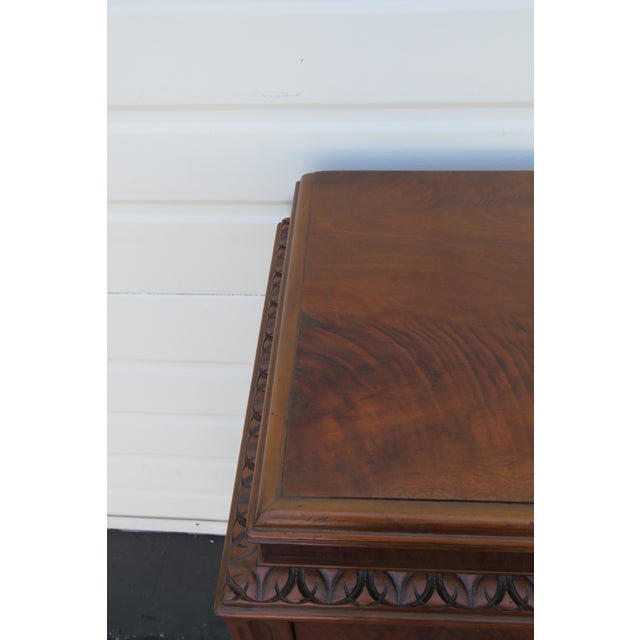 1930s Tall Narrow Carved Nightstands Side End Bedside Tables a Pair For Sale - Image 11 of 12