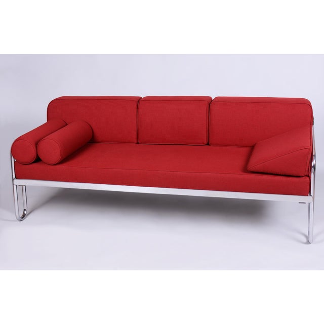 Bauhaus Sofa in Chrome and Upholstery by Hynek Gottwald, Czech, 1930s For Sale - Image 17 of 17