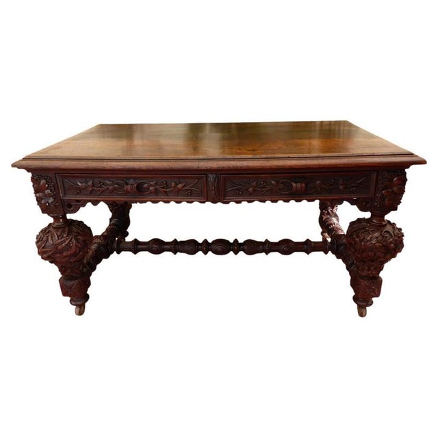 18th Century Carved Georgian Country Oak Library Table, 1780 For Sale - Image 14 of 14