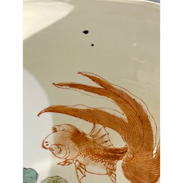 Ceramic Vintage Chinese Floral Fish Bowl Cachepot in Purple and Pink For Sale - Image 7 of 12