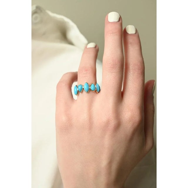 This is part of Chairish’s Fine Jewelry assortment. Turquoise eternity band in 18K gold symbolizes the everlasting love...