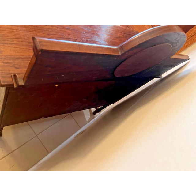 Brown Antique Barley Twist Oak Server Cabinet Sideboard Buffet Console, Beveled Mirror For Sale - Image 8 of 17