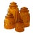 1960s Mid-Century Modern Le Smith Moon & Star Amber Glass Cannister Graduated in Size Cottage - Set of 4 For Sale