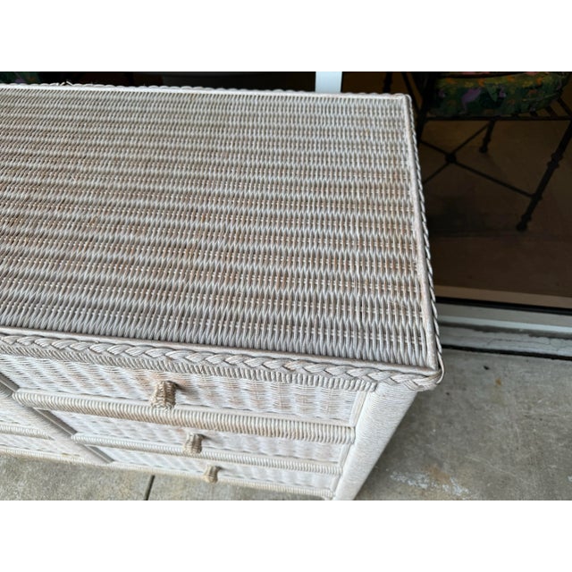 Late 20th Century Late 20th Century Vintage Coastal Henry Link Wicker Dresser For Sale - Image 5 of 8