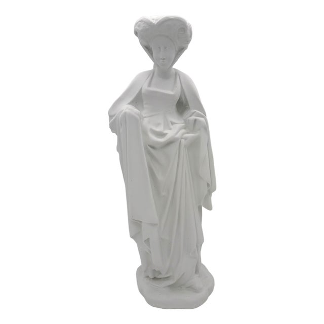 Vintage Medieval Lady Bisque Porcelain Figurine, 1970s For Sale