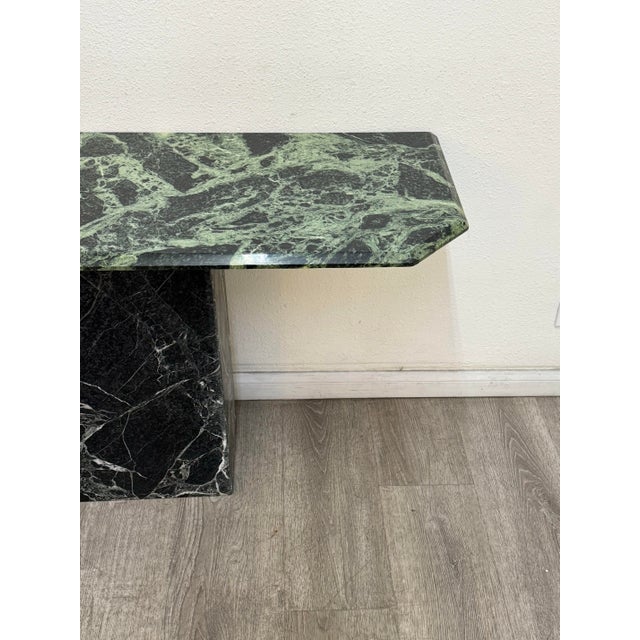 Green Black Marble Console Table For Sale In Los Angeles - Image 6 of 7