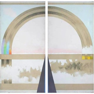 1970s "Rainbow 1 - Taos" Abstract Acrylic Diptych Painting by Esward Arcenio Chavez - a Pair For Sale