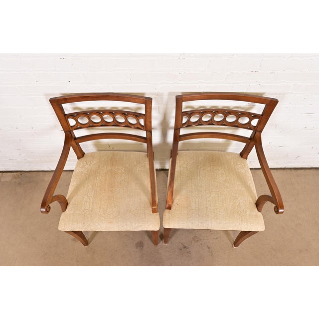 1960s Kindel Furniture Regency Carved Cherry Wood Armchairs, Pair For Sale - Image 5 of 12