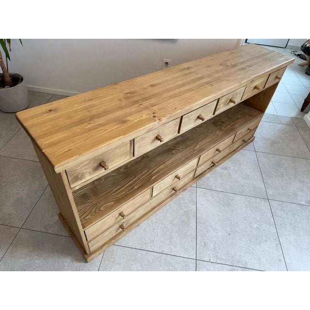 Rustic 12-Drawer Sideboard in Oak For Sale - Image 3 of 13