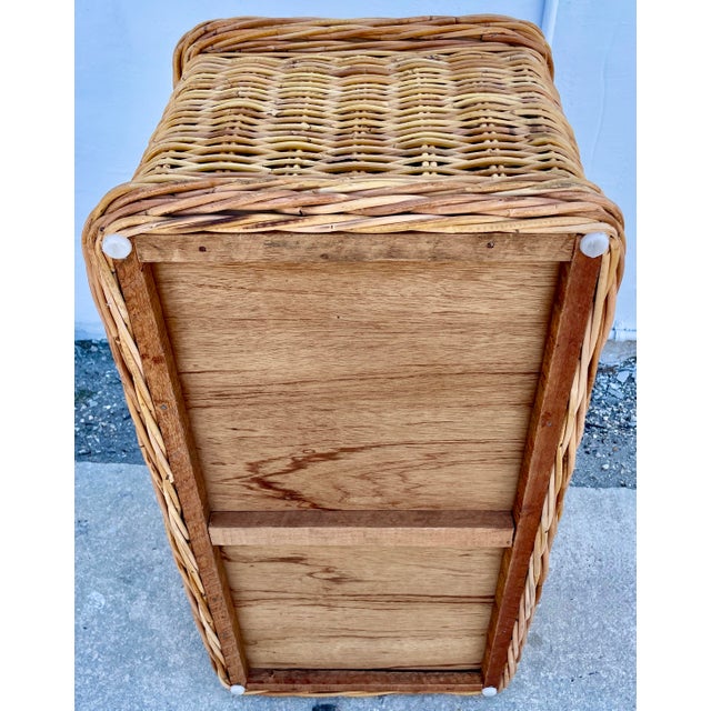 Wood 1970's Coastal Style Wicker Trunk For Sale - Image 7 of 12
